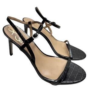 Sam Edelman Sandals Womens Size 9.5 Black Croc Embossed Faux Leather‎ Dara Heels